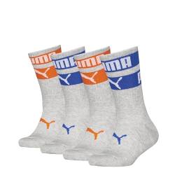 Puma Kinder Classic Socken, Grau/Blau/Orange, 27/30 (4er Pack) von PUMA