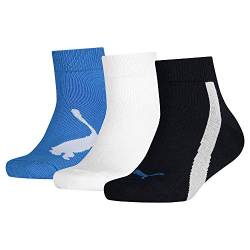 Puma Kinder Quarter Socken, Marineblau/Weiß/Blau, 23/26 (3er Pack) von PUMA