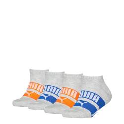 Puma Kinder Sneaker Socken, Grau/Blau/Orange, 39/42 (4er Pack) von PUMA