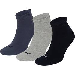 Puma Sneaker Quarter Socken 3Paar Unisex Invisible 251015 Gr. 43-46 blau/grau/dunkelblau von PUMA