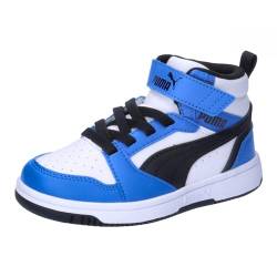 Puma Unisex Kids Puma Rebound V6 Mid Ac+ Ps Sneakers, Puma White-Puma Black-Racing Blue, 28 EU von PUMA