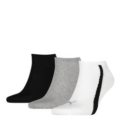 Puma Unisex Sneaker Socken, Weiß/Grau/Schwarz, 35/38 (3er Pack) von PUMA