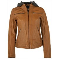 PUNCHBALL Lederjacke Lady-107 Echtleder Damen Lederjacke Lammnappa Kapuze cognac von PUNCHBALL