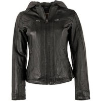 PUNCHBALL Lederjacke Lady-107 Echtleder Damen Lederjacke Lammnappa Kapuze schwarz von PUNCHBALL