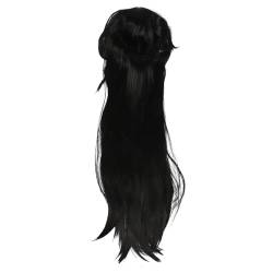 Frauen Lange Haare Perücke Schwarz Farbe Haar Pony Atmungsaktives Netz Cartoon Charakter Cosplay Gerade Perücken 1 Meter von PUNELE