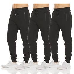 PURE CHAMP Herren 3er-Pack Fleece Active Athletic Workout Jogger Sweatpants für Herren mit Reißverschlusstasche und Kordelzug, Größe S-3XL, Set 4, Groß von PURE CHAMP