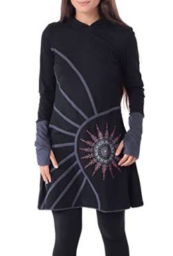 PUREWONDER Alternatives Kleid Kapuzenkleid mit Mandala dr77 Schwarz S von PUREWONDER