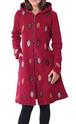 PUREWONDER Damen Fleecemantel mit Kapuze Übergangsjacke jk41 Rot XL von PUREWONDER