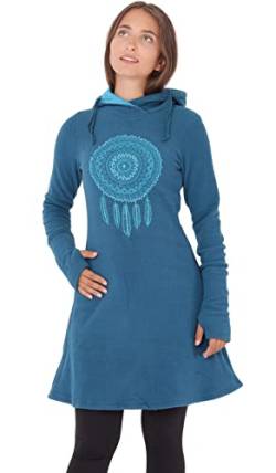 PUREWONDER Damen Kleid Fleecekleid mit Traumfänger und Kapuze dr31 Blau XL von PUREWONDER