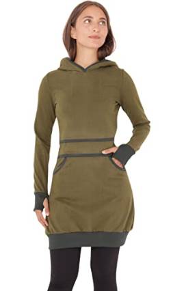 PUREWONDER Damen Kleid Kapuzenpullover Hoodie Einfarbig dr19 Grün S von PUREWONDER