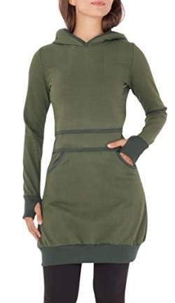 PUREWONDER Damen Kleid Kapuzenpullover Hoodie Einfarbig dr19 Grün2 XL von PUREWONDER