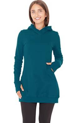 PUREWONDER Damen Kleid Sweat-Kleid mit Kapuze und Seitentaschen dr30 Blau XL von PUREWONDER