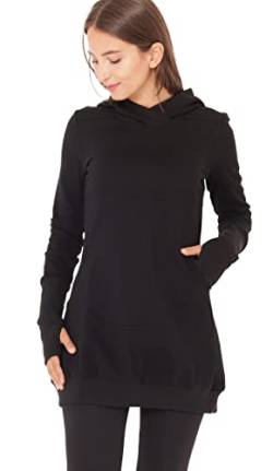 PUREWONDER Damen Kleid Sweat-Kleid mit Kapuze und Seitentaschen dr30 Schwarz XL von PUREWONDER