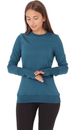 PUREWONDER Damen Pullover Basic Langarmshirt mit Stulpen dr33 Blau M von PUREWONDER