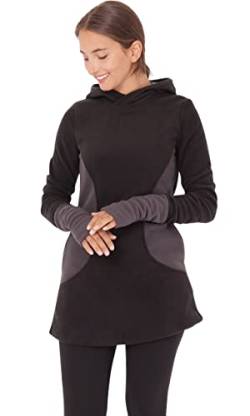 PUREWONDER Damen Pullover Kapuzenpullover-Kleid aus Fleece dr12 Grau M von PUREWONDER