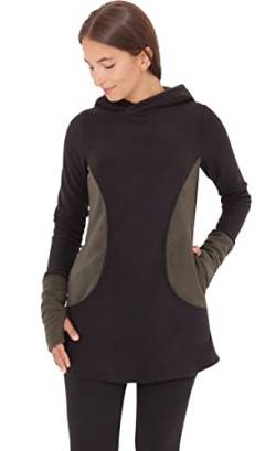 PUREWONDER Damen Pullover Kapuzenpullover-Kleid aus Fleece dr12 Grün S von PUREWONDER