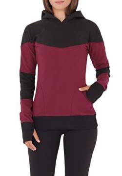 PUREWONDER Damen Pullover Zweifarbiger Hoodie Kapuzenpullover dr35 Rot M von PUREWONDER