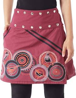 PUREWONDER Damen Wickelrock Baumwolle Rock mit Tasche sk110 Rot Einheitsgröße Verstellbar von PUREWONDER