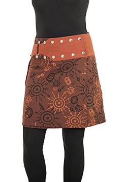 PUREWONDER Damen Wickelrock Baumwolle Rock mit Tasche sk174 Braun Einheitsgröße Verstellbar von PUREWONDER
