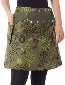 PUREWONDER Damen Wickelrock Baumwolle Rock mit Tasche sk174 Grün Einheitsgröße Verstellbar von PUREWONDER