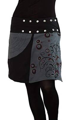 PUREWONDER Damen Wickelrock Baumwolle Rock mit Tasche sk175 Grau Einheitsgröße Verstellbar von PUREWONDER