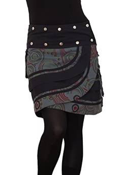 PUREWONDER Damen Wickelrock Baumwolle Rock mit Tasche sk181 Grau Einheitsgröße Verstellbar von PUREWONDER