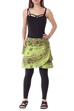 PUREWONDER Damen Wickelrock Baumwolle Rock mit Tasche sk182 Grün Einheitsgröße Verstellbar von PUREWONDER