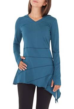 PUREWONDER Kleid Longshirt Tunika Elfenkleid Zipfelkapuze dr60 Blau L von PUREWONDER