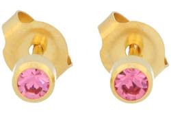 Erstohrstecker hartvergoldet Sterile Ohrstecker Zarge mit Stein in rosa, pink NEU von PUREgrey