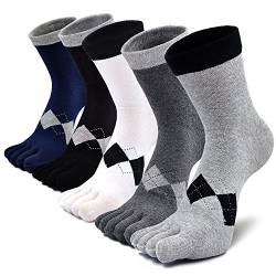 Herren Zehensocken Baumwolle Männer Fünf Finger Socken Sport Laufende Socken mit Zehen, 5 Paare, Mehrfarbig-1, EU39-44 von PUTUO