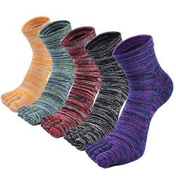 Herren Zehensocken Baumwolle Männer Fünf Finger Socken Sport Laufende Socken mit Zehen, EU 39-44, 3/4/5 Paare, Klassisches Muster-5 Paare, EU 39-44 von PUTUO