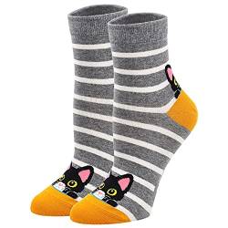 Lustige Socken Damen Bunte Socken aus Baumwolle, Karikatur Tier Socken Damen Witzige Socken Frauen Weihnachtssocken Sneakersocken, 1 Paare von PUTUO
