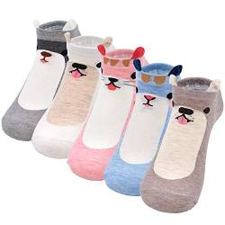 Lustige Socken Damen Bunte Socken aus Baumwolle, Karikatur Tier Socken Damen Witzige Socken Frauen Weihnachtssocken Sneakersocken, 5 Paare von PUTUO