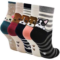 Lustige Socken Damen Bunte Socken aus Baumwolle, Witzige Socken Damen Tier Socken Frauen Weihnachtssocken, 5 Paare, EU 37 - 43 (Mehrfarbig-10) von PUTUO