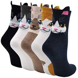 Lustige Socken Damen Bunte Socken aus Baumwolle, Witzige Socken Damen Tier Socken Frauen Weihnachtssocken, 5 Paare, EU 37-43 (Mehrfarbig-11) von PUTUO