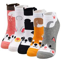 Lustige Socken Damen Bunte Socken aus Baumwolle, Witzige Socken Damen Tier Socken Frauen Weihnachtssocken, 5 Paare, EU 37 - 43 (Mehrfarbig-5) von PUTUO