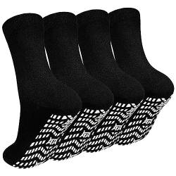 PUTUO ABS Rutschfeste Socken für Herren: Stoppersocken Männer Antirutsch Socken mit Noppen Herren Baumwolle Sport Noppensocken Rutschsocken 39-43 Schwarz 4 Paar von PUTUO