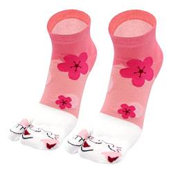 PUTUO Flip Flops Tabi Socken: Damen Baumwolle Zwei-Zehen-Socken Bunte Geta Socken Kurze Zehensocken mit Lustige Muster japanischen Stil Frauen Tabisocken, Größe 35-41, 1 Paare von PUTUO