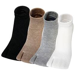 PUTUO Flip Flops Tabi Socken: Damen Baumwolle Zwei-Zehen-Socken Bunte Geta Socken Kurze Zehensocken mit Lustige Muster japanischen Stil Frauen Tabisocken, Größe 35-41, 4 Paare von PUTUO