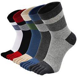 PUTUO Herren Zehensocken Baumwolle MAnner FAnf Finger Socken Sport Laufende Socken mit Zehen, Mehrfarbig 3-5 Paare, EU 39-44 von PUTUO