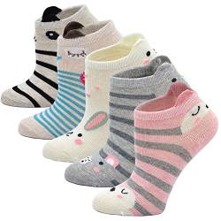 PUTUO Kinder Socken Bunt Socken aus Baumwolle, Kleinkind Kinder Mädchen Socken Karikatur Tier Socken Lustige Witzige Sneaker Socken Babysocken, 2-4 Jahre von PUTUO