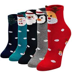 PUTUO Kinder Socken Mädchen Bunte Socken aus Baumwolle, Weihnachtssocken Kinder Sneakersocken Lustige Socken Kleinkind Mädchen Tier Socken, 5-7 Jahre von PUTUO