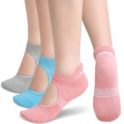 PUTUO Yoga Pilates Socken für Damen: Stoppersocken ABS Rutschfeste Socken Baumwolle für Barre Ballett Tanz - Frauen Anti Rutsch Socken Yogasocken 37-42 von PUTUO