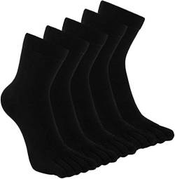 PUTUO Zehensocken Herren Baumwolle Socken mit Zehen, Zehensocken Männer Fünf Finger Socken Herren Sport Zehensocken Schwarz Winter Sneaker Socken 39-44 von PUTUO