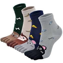 PUTUO Zehensocken Kinder Finger Socken aus Baumwolle, Junge/Mädchen Witzige Socken Karikatur Socken Niedliche Tiere Socken Bunt Muster Sneaker Socken, 3-7 Jahre = EU (21-27), Mehrfarbig-1 von PUTUO