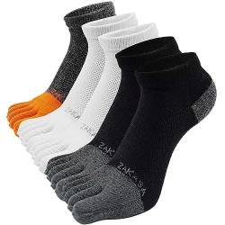 PUTUO Zehensocken für Herren Laufsocken Sneakersocken: Sneaker Socken aus Baumwolle für Herren Kurz Fünf Finger Sportsocken Atmungsaktiv Wandersocken Männer Anti Blasen Trekkingsocken 5 Paar 43-46 von PUTUO