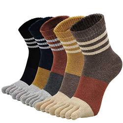 Zehensocken Damen Fünf Finger Socken aus Baumwolle, Damen Sneaker Socken mit Zehen für Sport Laufende Freizeit, atmungsaktive und bunte Socken, 5 Paare, EU 36-41) von PUTUO