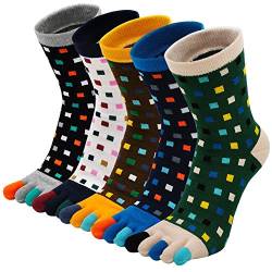 Zehensocken Herren Baumwolle Five Finger Socken, Winter Bunte Zehensocken Männer Socken mit Zehen für Sport Laufende, EU 39-44, 5 Paare von PUTUO