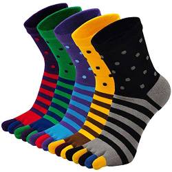 Zehensocken Herren Baumwolle Five Finger Socken, Winter Bunte Zehensocken Männer Socken mit Zehen für Sport Laufende, EU 39-44, 5 Paare von PUTUO