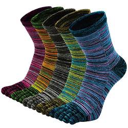 Zehensocken Herren Baumwolle Five Finger Socken, Winter Bunte Zehensocken Männer Socken mit Zehen für Sport Laufende, EU 39-44, 5 Paare von PUTUO